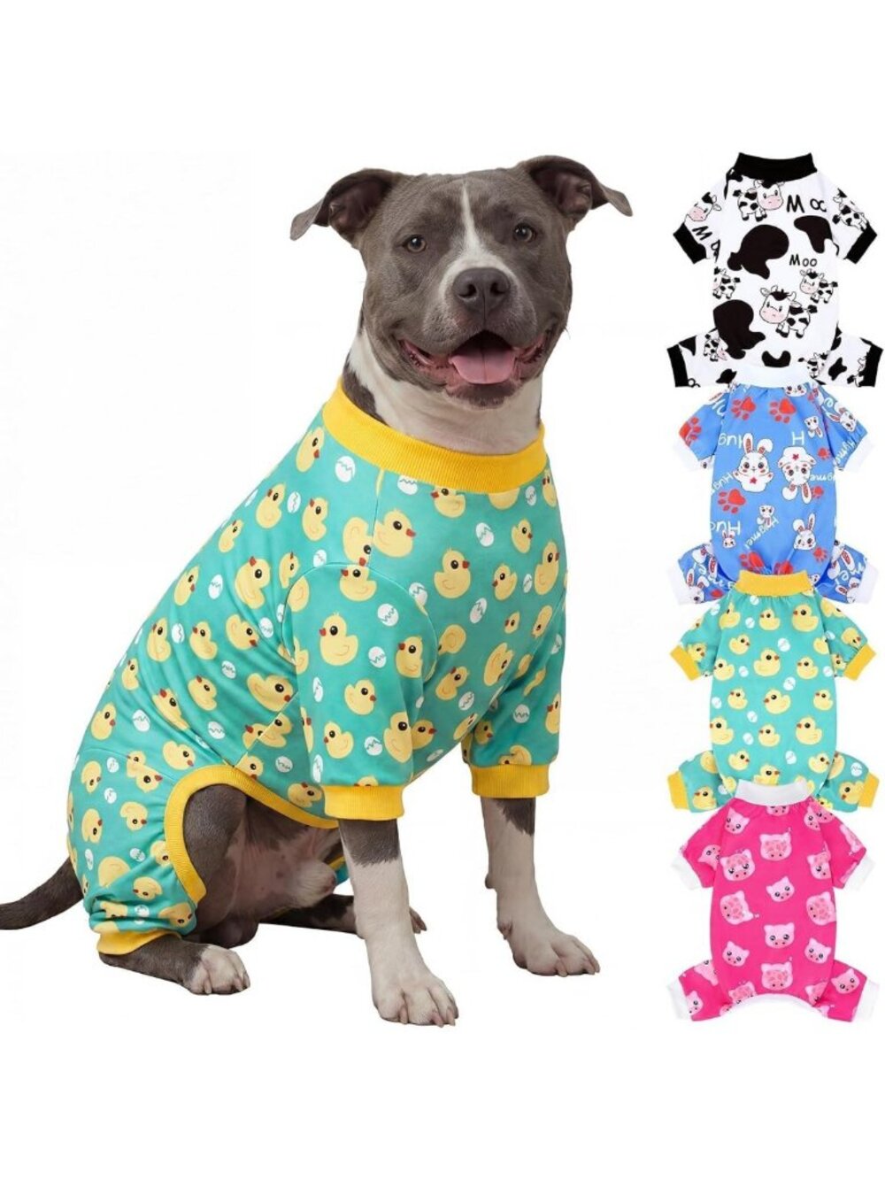 Cozy 4-Piece Dog Pajama Set for Large Dogs & Cats - Cute Onesies & Sleepers 3XL